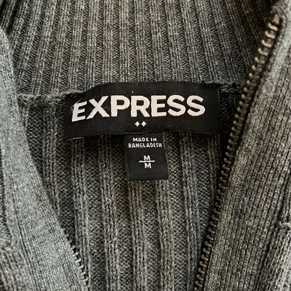 Express mens grey pullover 1/4 zip sweater - Picture 3 of 6